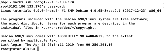 macOS Terminal SSH 连接成功