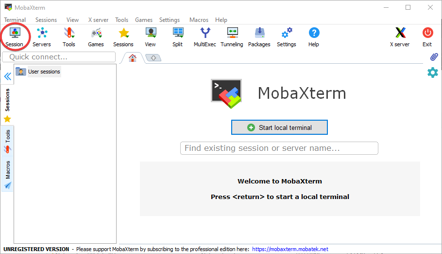 MobaXterm 点 Session