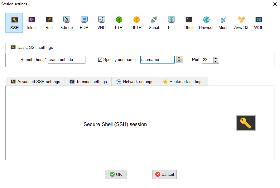 MobaXterm 填写 SSH 信息