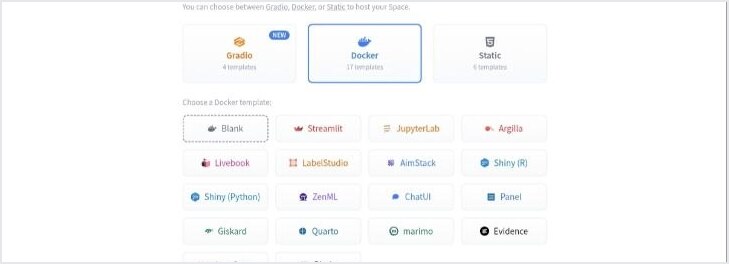 SDK 选择 Docker，模板选择 Blank